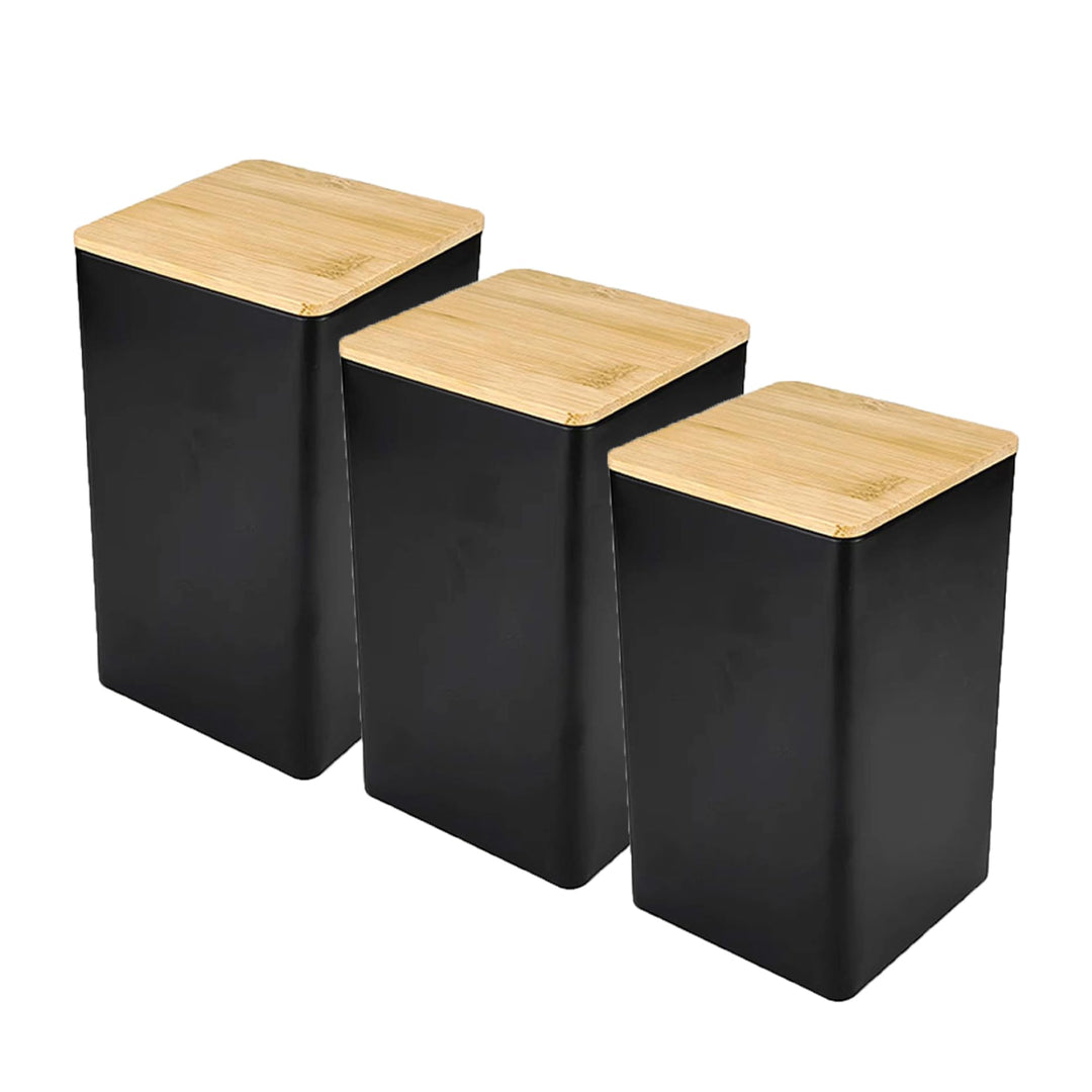 Tee Kaffee Zuckerkanister, 3pcs schwarzer luftdichtem Metallkanister, Metallkanister Aufbewahrungsgl