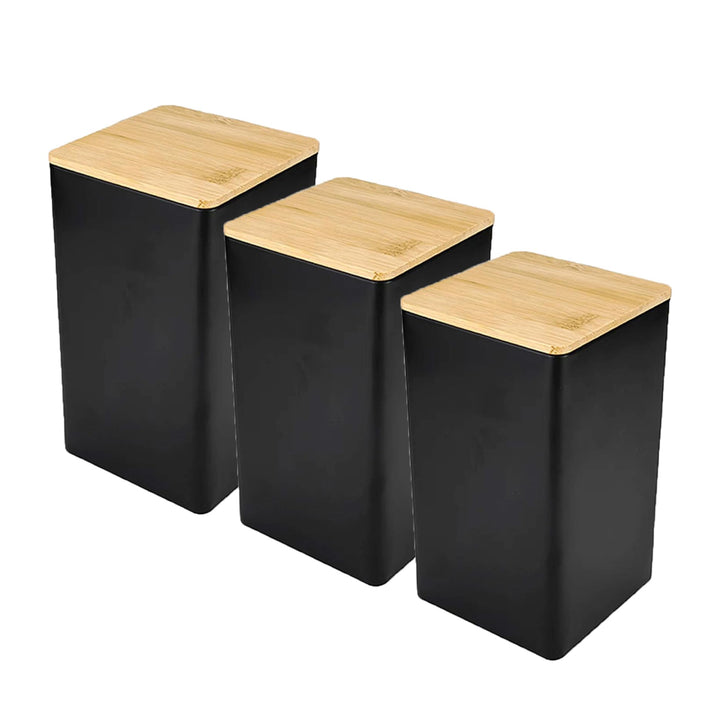 Tee Kaffee Zuckerkanister, 3pcs schwarzer luftdichtem Metallkanister, Metallkanister Aufbewahrungsgl