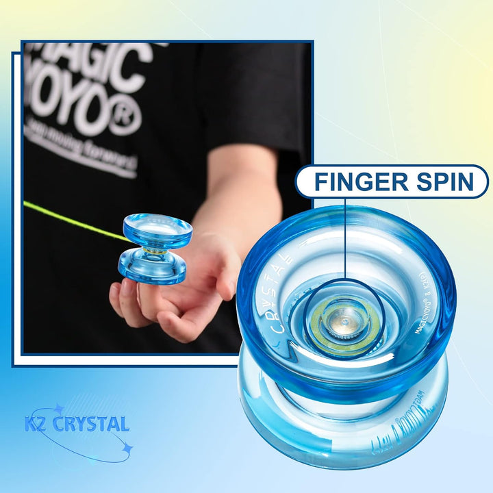 Reaktionsfähiges JoJo für Kinder K2 Crystal Blue, Kunststoff JoJo, professionelles Yoyo mit Nicht re