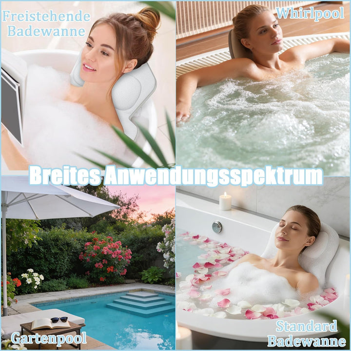 Badewannenkissen Ganzkörper, Badewannenmatte mit Kissen und Lendenwirbelstütze, mit Saugnäpfebad Ant