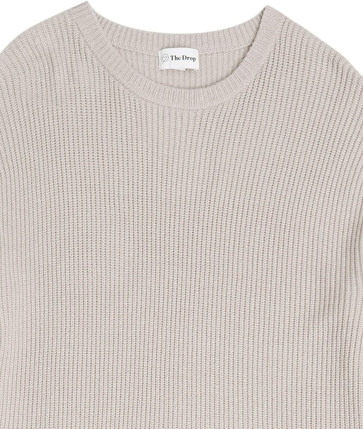 The Drop Rippstrick-Pullover Alice für Damen, Rundhalsausschnitt, geschlitzte Rückseite XXS Porpoise
