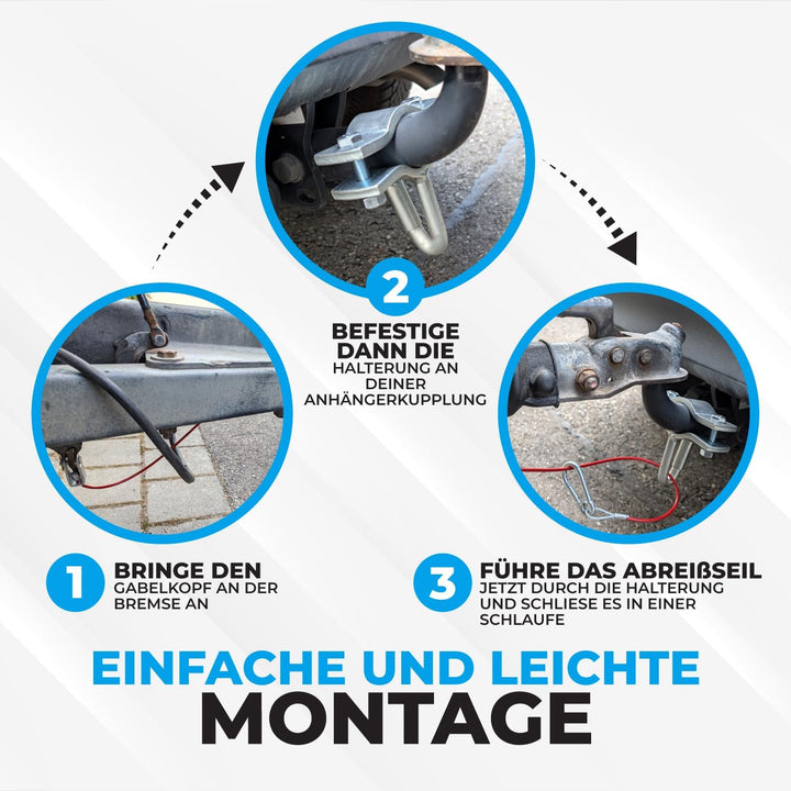Abreissseil inkl. Hollandöse. Komplettset für Anhänger, Wohnwagen & Trailer. Einfache Montage, unive