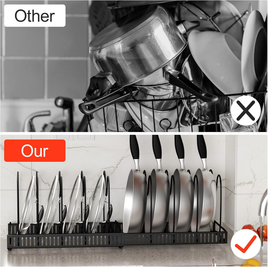 Fousenuk Topfdeckelhalter, Topfdeckel Aufbewahrung mit 10 Verstellbaren Fächern, Küche Pfannen Organ