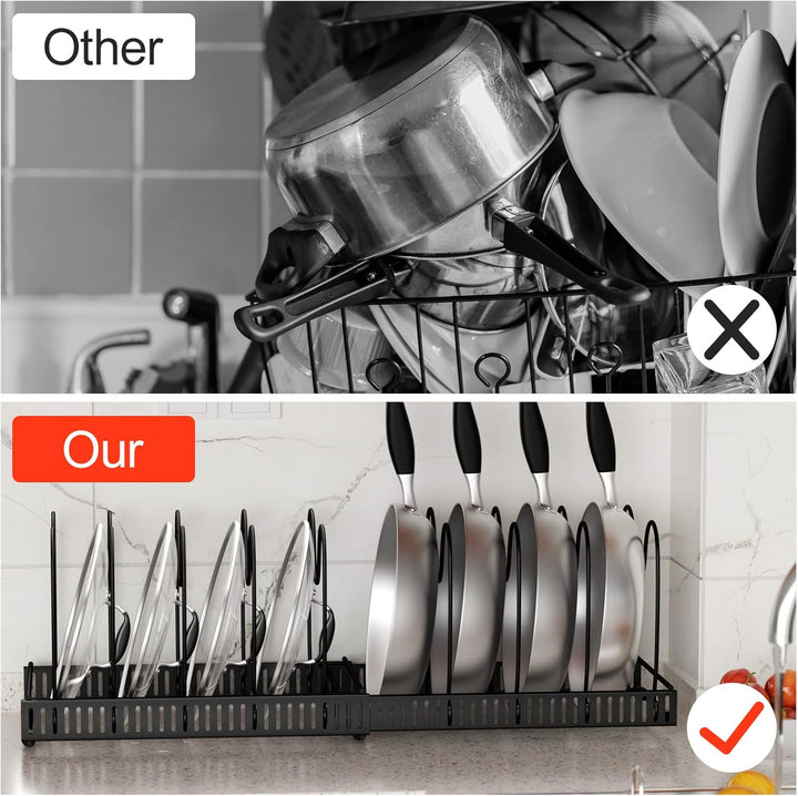 Fousenuk Topfdeckelhalter, Topfdeckel Aufbewahrung mit 10 Verstellbaren Fächern, Küche Pfannen Organ