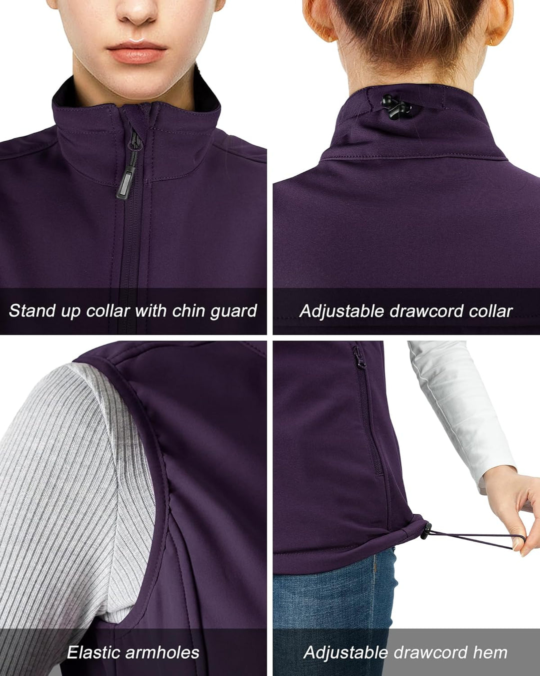 Outdoor Ventures Softshell Weste Damen Ärmellose Jacke Laufweste Leicht Winddicht Warm Fleeceweste S
