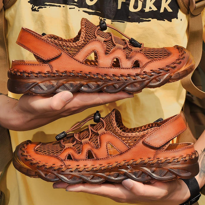 Sandalen Herren Outdoor Trekkingsandalen Leder Strand Wandersandale Sport Sommer Männer Freizeitschu