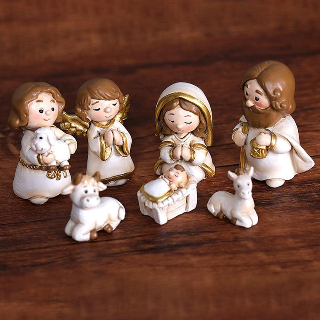 Weihnachtskrippe Set mit figuren, 10 Stück Jesus Krippe Figuren Statue, Krippenfiguren Harz, Weihnac