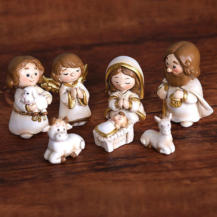Weihnachtskrippe Set mit figuren, 10 Stück Jesus Krippe Figuren Statue, Krippenfiguren Harz, Weihnac