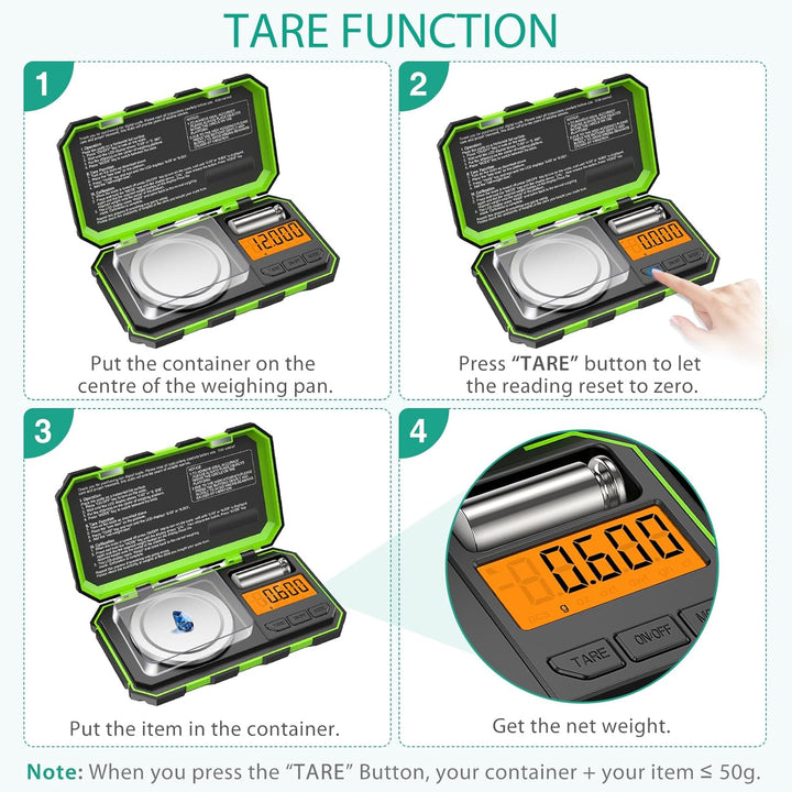 ORIA Digital Feinwaage, 50g/0,001g Milligramm Waage, Mini Taschenwaage mit 50g Kalibriergewichte & P