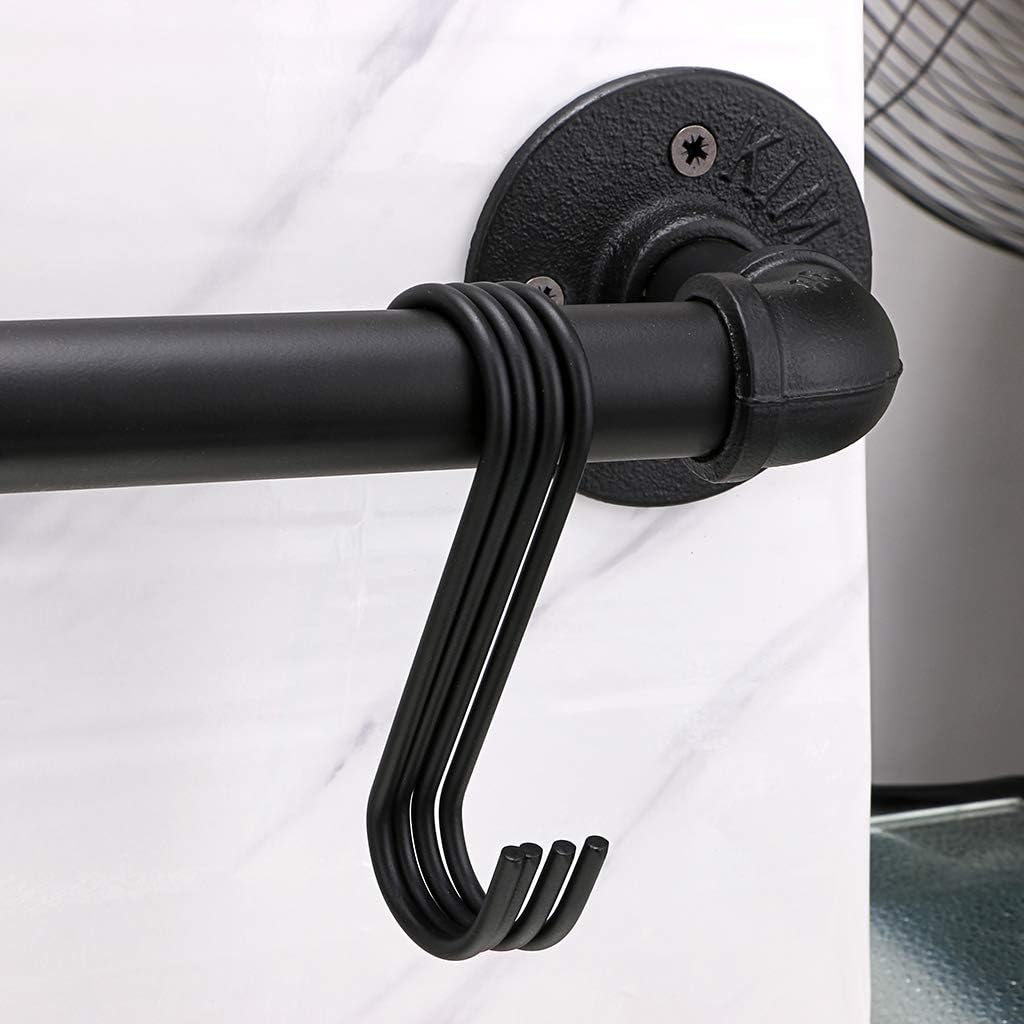 BTSKY 40 cm industrielles Rohrpfannenregal mit 8 Haken – Wandmontage, Küchenutensilien, Kochgeschirr