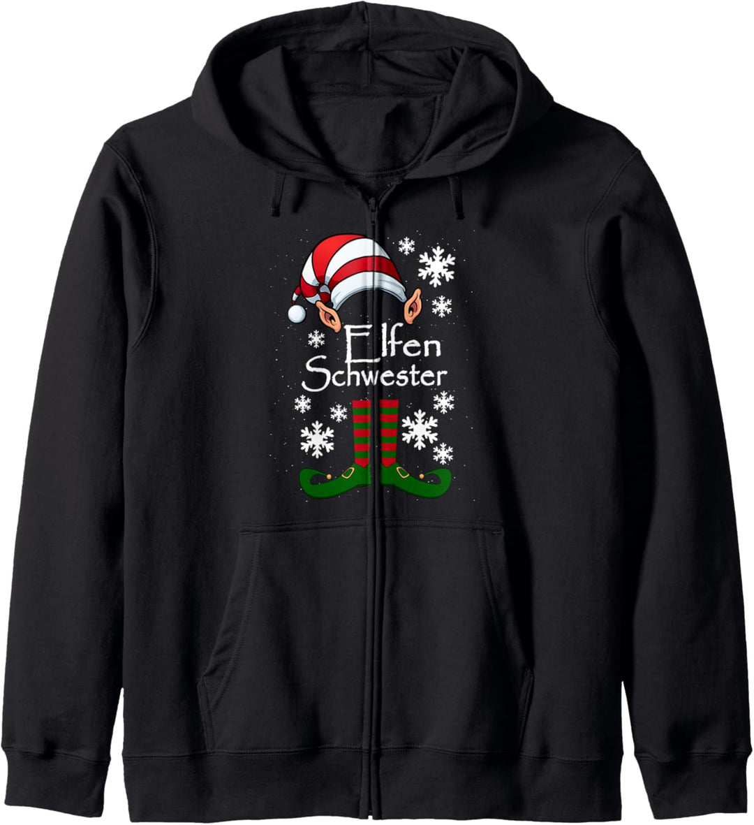 Elfen Schwester - Mädchen Elfe Weihnachten Ugly Christmas Kapuzenjacke