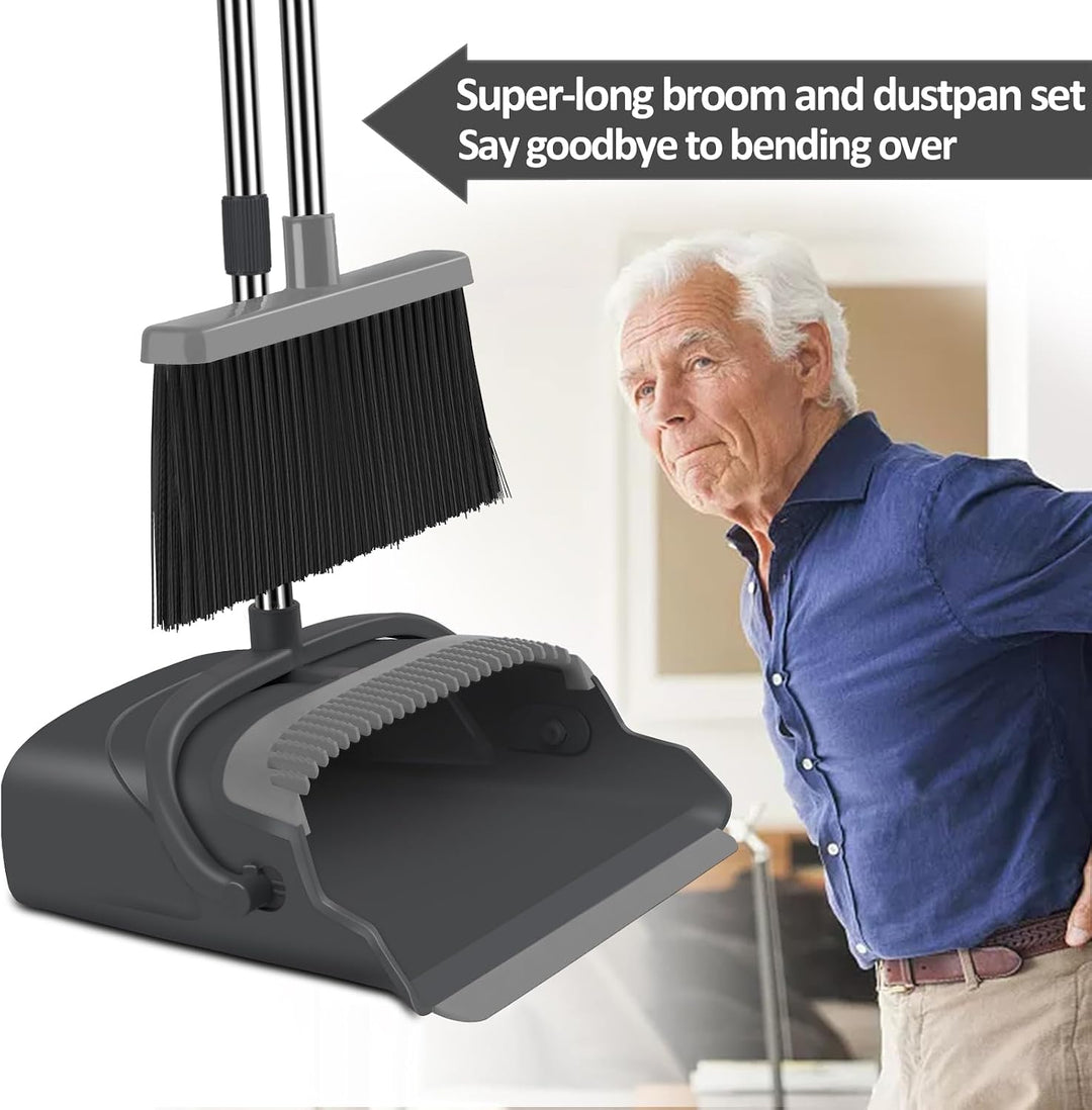 kelamayi Besen und Kehrschaufel-Set für Zuhause, Büro, Innen- und Aussenbereich, Kehrbesen und Kehrs