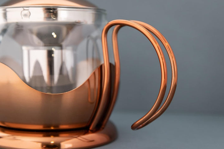La Cafetière Izmir Teekanne aus Glas, lose Blätter, 1 l, mit Teesieb, 4 Tassen (Kupfer), Kupfer
