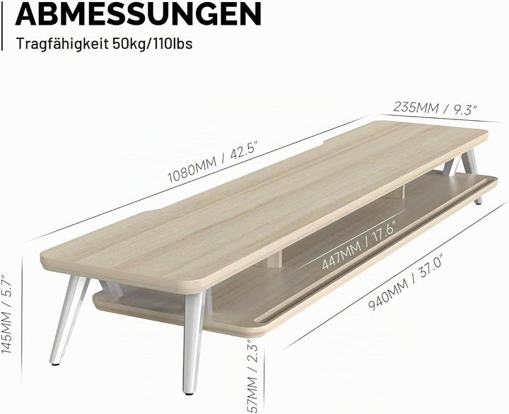 Fenge Dual Monitorständer mit Telefon/Pad Halter, 2 Etagen Gross Computer Bildschirmständer für Lapt