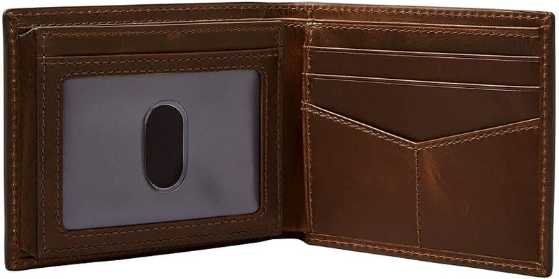 Fossil mens Derrick Travel Accessory Bi Fold Wallet, Dunkelbraun, 11.43 cm L x 1.6 W 9.22 H EU, Dunk