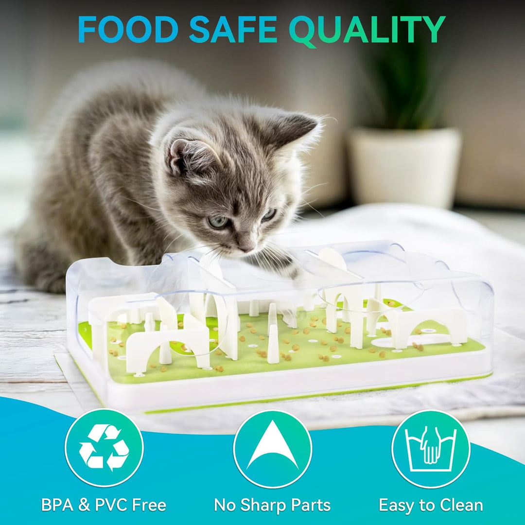 ALL FOR PAWS Cat Puzzle Feeder – Langsamer Futterautomat, Interaktives Denkspielzeug Gegen Langeweil