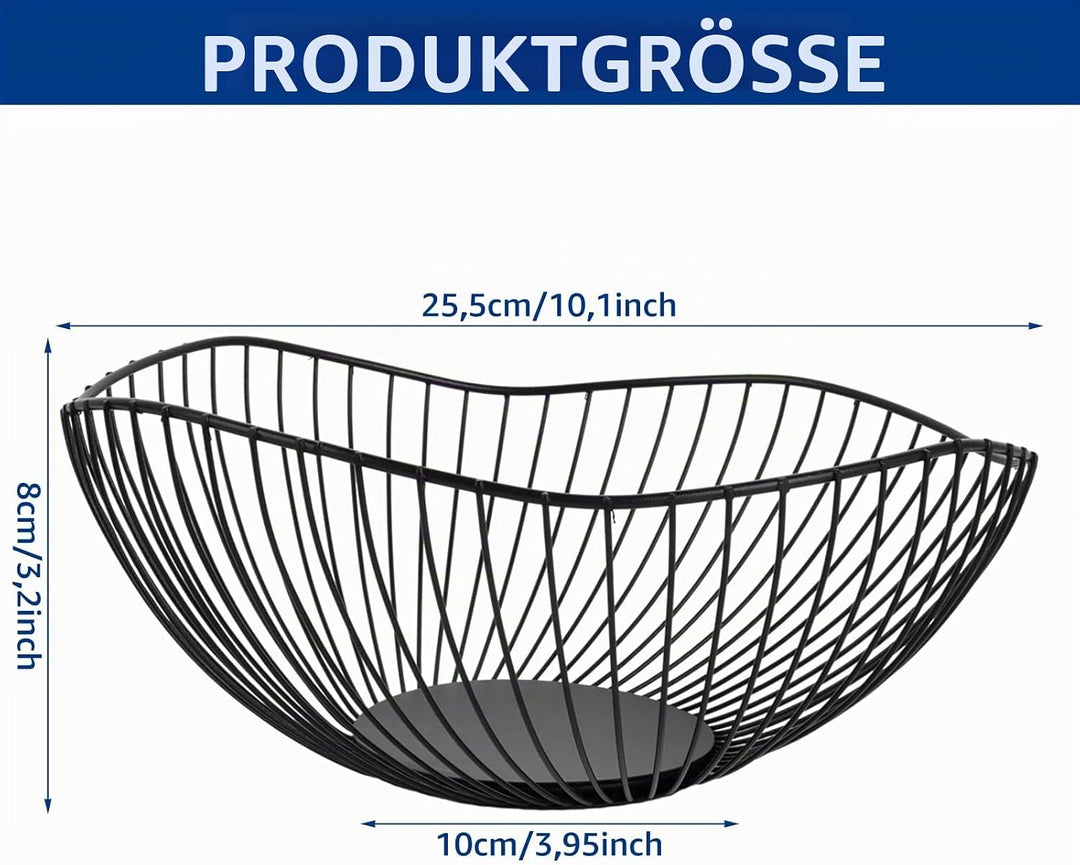 3 Stück Obstschale Schwarz, 25,5x8cm Obstschalen Metall, Obstschale Modern, Fruit Bowl Basket, Obstk