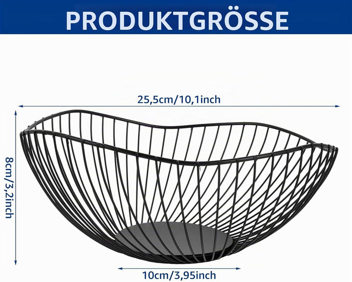 3 Stück Obstschale Schwarz, 25,5x8cm Obstschalen Metall, Obstschale Modern, Fruit Bowl Basket, Obstk