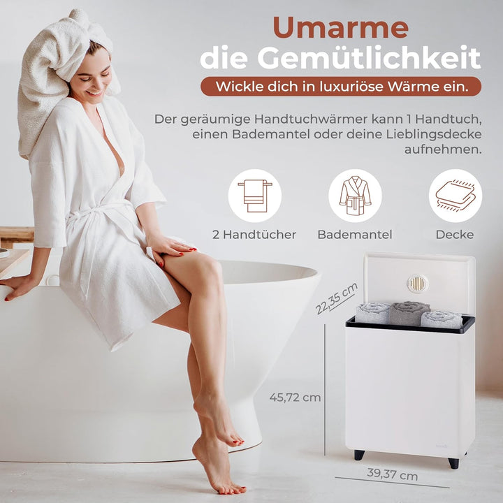 SereneLife Handtuchtrockner Elektrisch Schwarz – Fassungsvermögen für 2 Handtücher, Energiesparend &