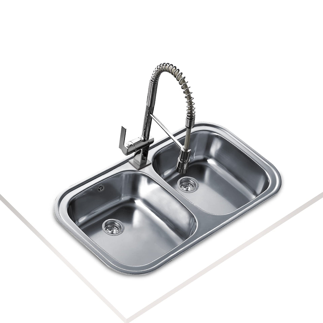 STYLO 2C 1Ø Fregadero inox 2 cubetas, 170mm, Øgrifo, Mueble 80