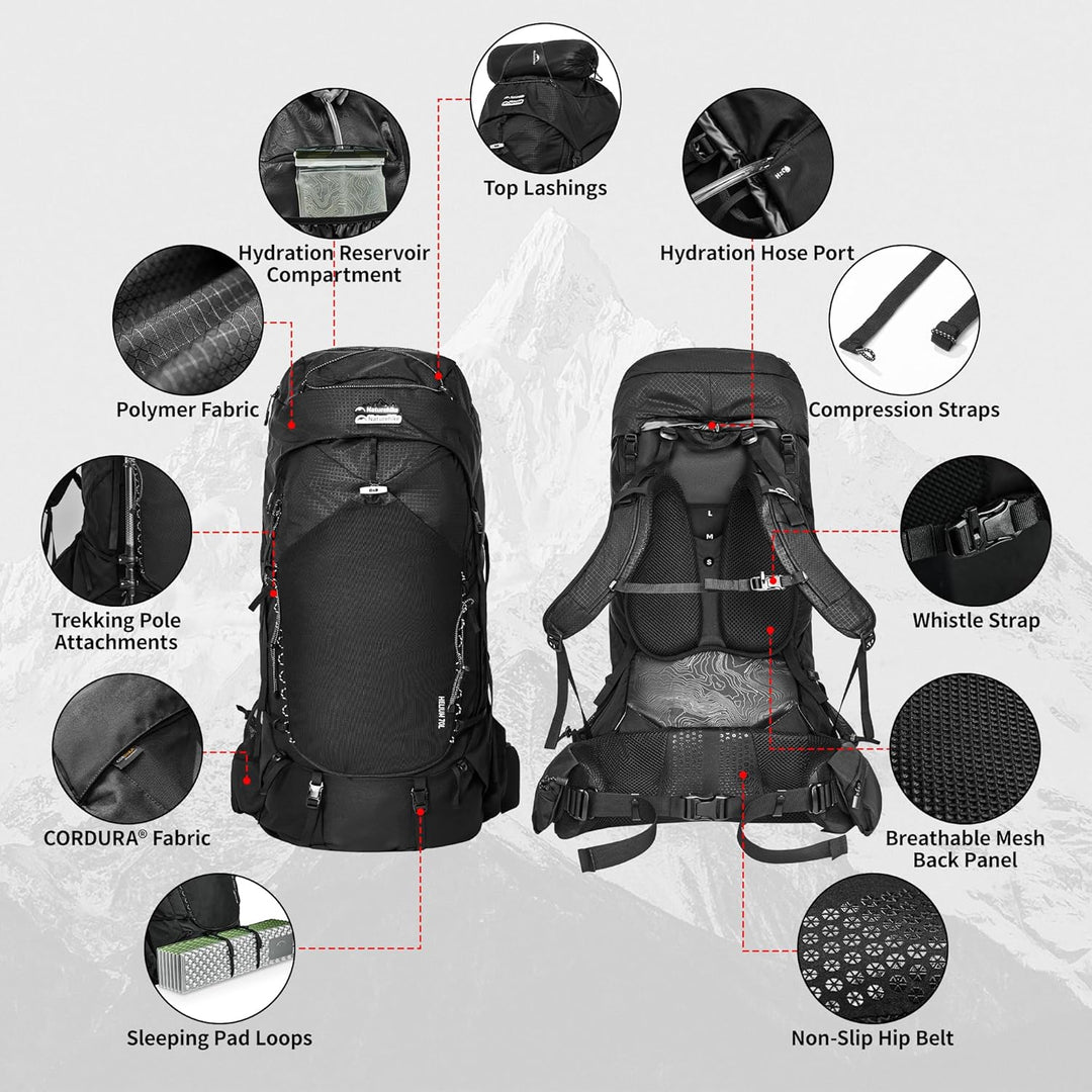 Naturehike Wanderrucksack 70L Herren Damen Reiserucksack Wasserdichter Trekkingrucksäcke für Outdoor