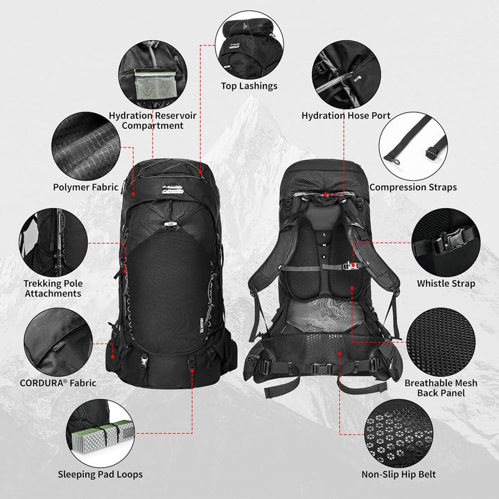Naturehike Wanderrucksack 70L Herren Damen Reiserucksack Wasserdichter Trekkingrucksäcke für Outdoor