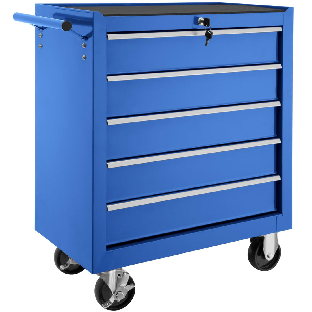 tectake® Werkzeug Wagen mit 5 Schubladen, Werkstattwagen, Tool Werkzeugwagen fahrbar, Werkzeugtrolle