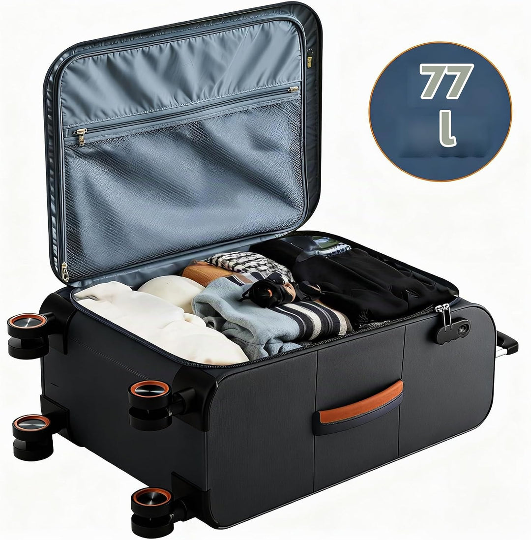 Trier Weichschalenkoffer mittelgross 66x44x28cm, Leichter Stoffkoffer Trolley, Reisekoffer mit Rolle