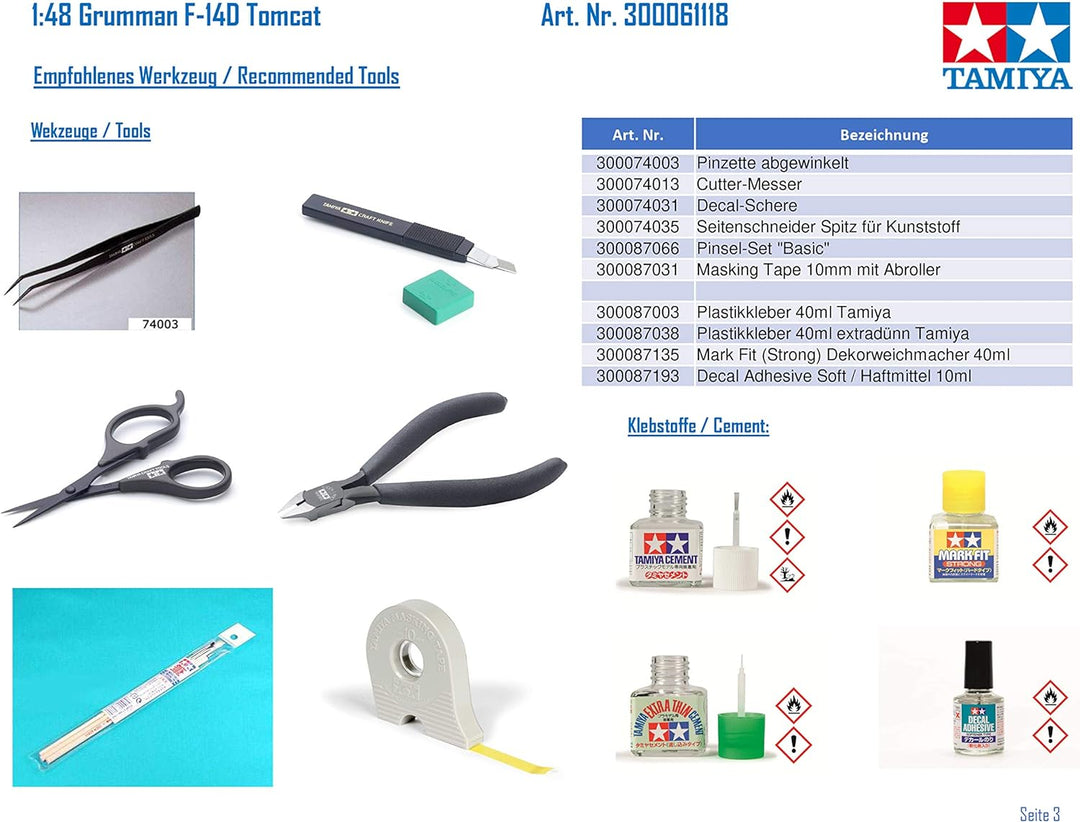 TAMIYA TAM61118 61118 - 0.075 Grumman F-14D Tomcat, Modellbau, Plastik Bausatz, Hobby, Basteln, Kleb