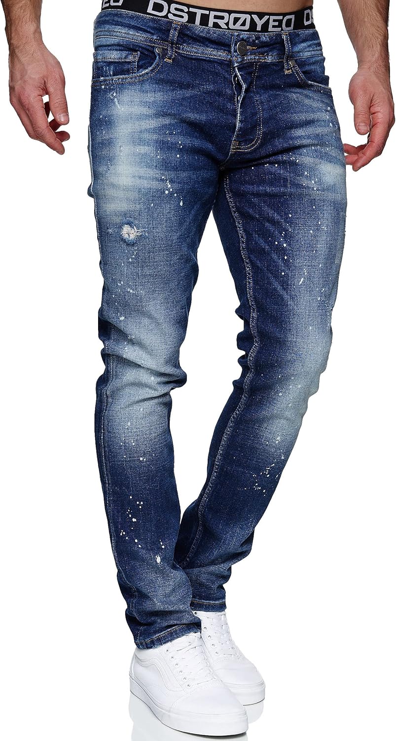 MERISH Jeans Herren Slim Fit Jeanshose Stretch Denim Designer Hose 1507 32-34 1507-3 Dunkelblau, 32-
