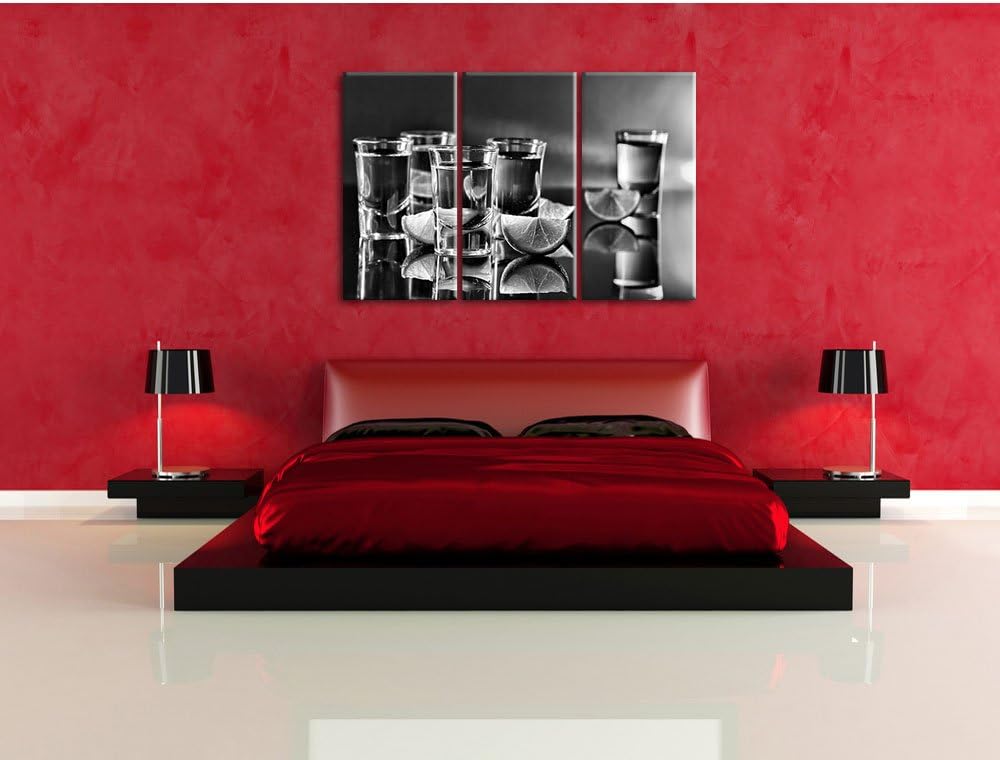 Pixxprint Tequila mit Limetten als Leinwandbild | Grösse: 3 Teilig (120x80) | Wandbild| Kunstdruck |