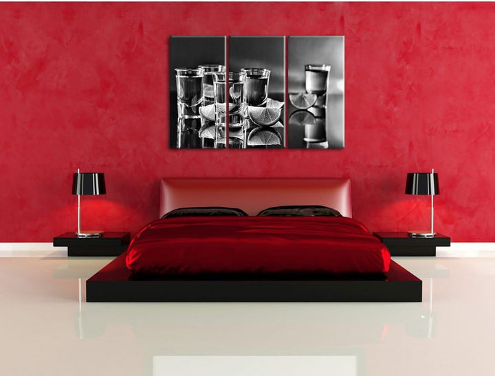 Pixxprint Tequila mit Limetten als Leinwandbild | Grösse: 3 Teilig (120x80) | Wandbild| Kunstdruck |