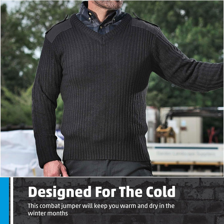 Castle Clothing V – Hals Combat Jumper, blau, 120V Marineblau S, Marineblau S