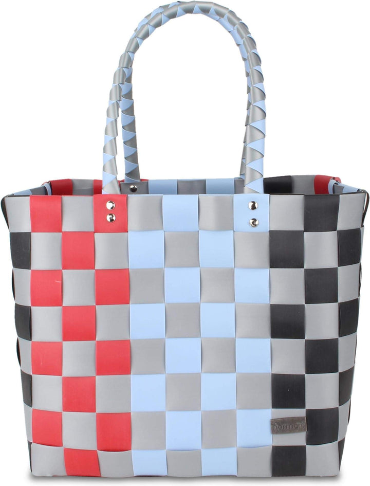 Einkaufskorb Shopper geflochten aus Kunststoff - robuster Strandkorb aus wasserabweisendem Material