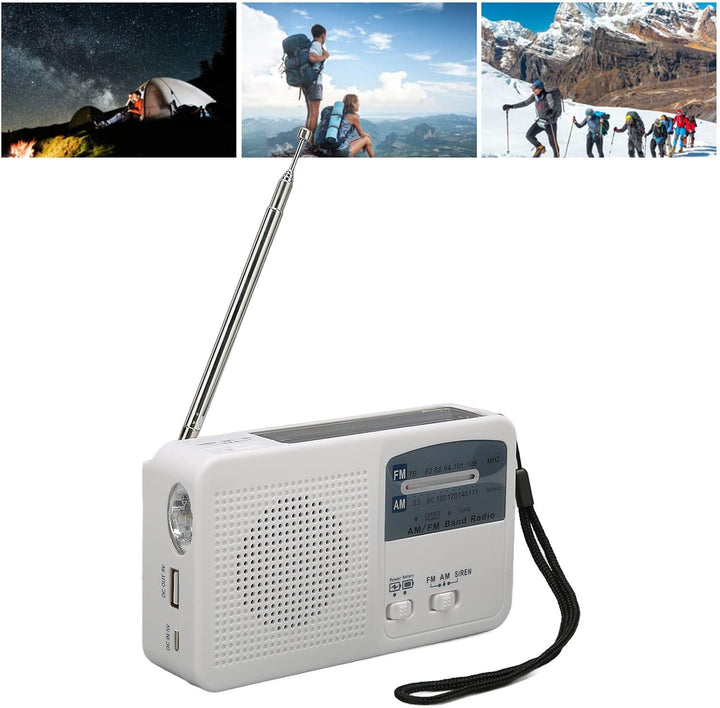 Emergency Crank Solar Radio mit LED -Licht, AM -FM -Tuner, 500 -mAh -wiederaufladbare Batterie, USB-