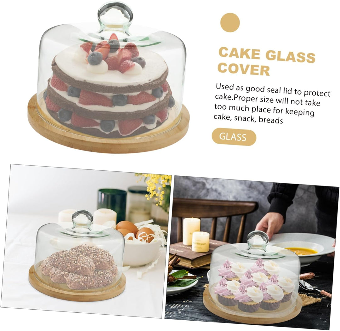 Cabilock Kunststoffschalen Kuchenstand Mit Glasglocke 1 Set Kuchen Dome Abdeckung mit Platte Dessert