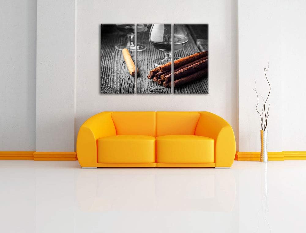 Rauchiger Whisky und kubanische Zigarren schwarz/weiss 3-Teiler Leinwandbild 120x80 Bild auf Leinwan