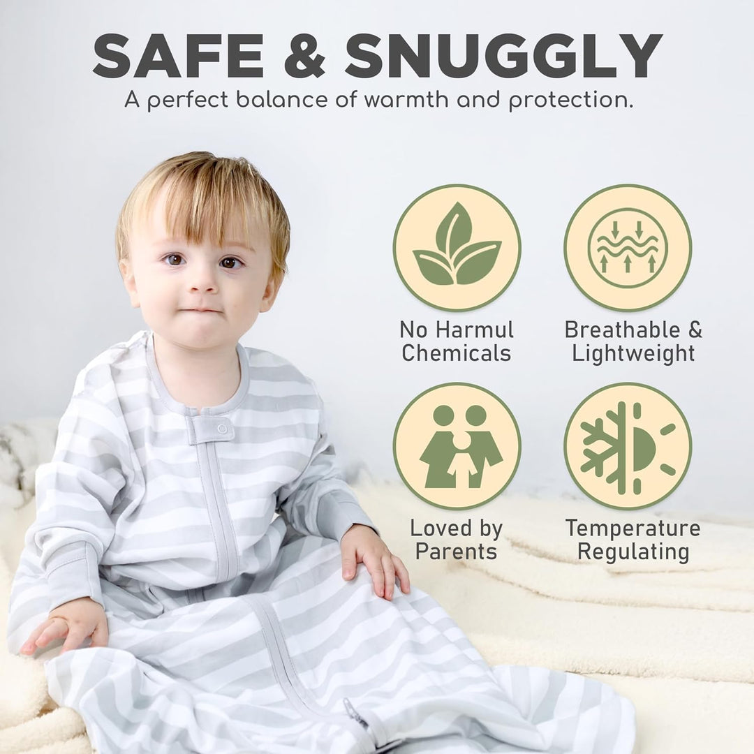 Mama Cheetah Baby Schlafsack mit Ärmeln, 0.5 TOG Bio-Baumwolle Wearable Blanket und Zwei-Wege-Reissv