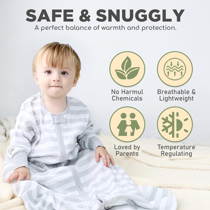 Mama Cheetah Baby Schlafsack mit Ärmeln, 0.5 TOG Bio-Baumwolle Wearable Blanket und Zwei-Wege-Reissv