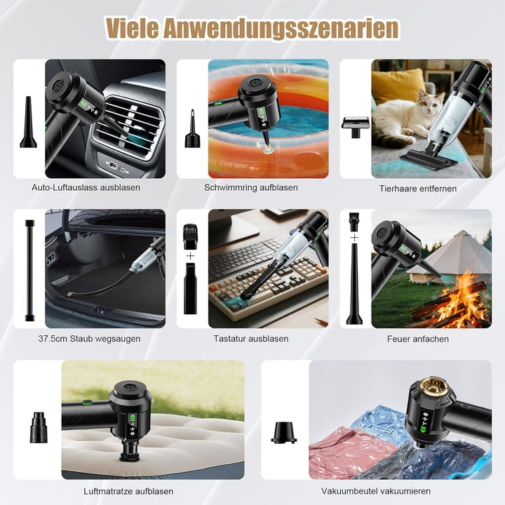 RABIGALA Handstaubsauger Akku 4-in-1, 28000PA Auto Staubsauger Stark mit Bürstenloser Motor, Handsta