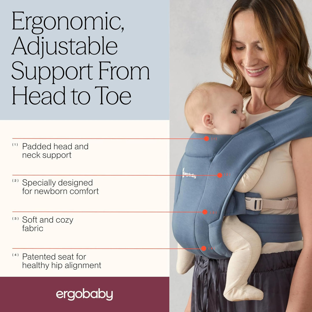 Ergobaby Embrace Babytrage für Neugeborene ab Geburt Extra Weich, Bauchtrage Baby-Tragetasche Ergono