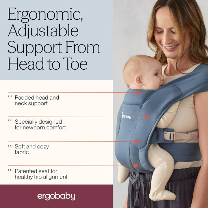 Ergobaby Embrace Babytrage für Neugeborene ab Geburt Extra Weich, Bauchtrage Baby-Tragetasche Ergono