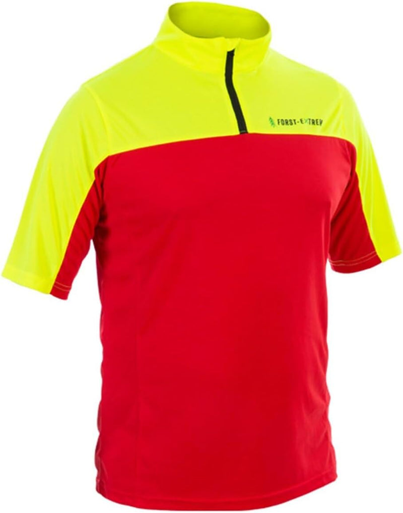 Forst-Extrem Beginner 2.0 Funktionsshirt Shirt für die Forstarbeit Kurzarm Rot-gelb M, Kurzarm Rot-g