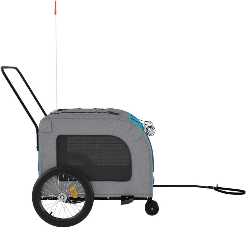 SKM Fahrradanhänger Hunde Blau und Grau Ox -Gewebe und Eisen,Tiere &amp; Tierbedarf,Haustierbedarf,Pet-S