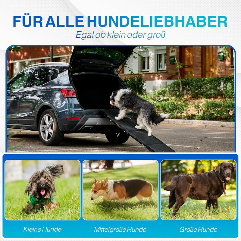 MASKOTA - Hunderampe Auto klappbar - 170cm - extra rutschfest - platzsparend - für alle Tierfreunde