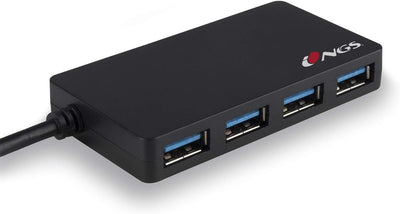 NGS USB HUB IHUB3.0 - USB 3.0 Hub mit 4 Ports, Übertragungsrate von bis zu 5 Gbps, Schwarz IHUB 3, I