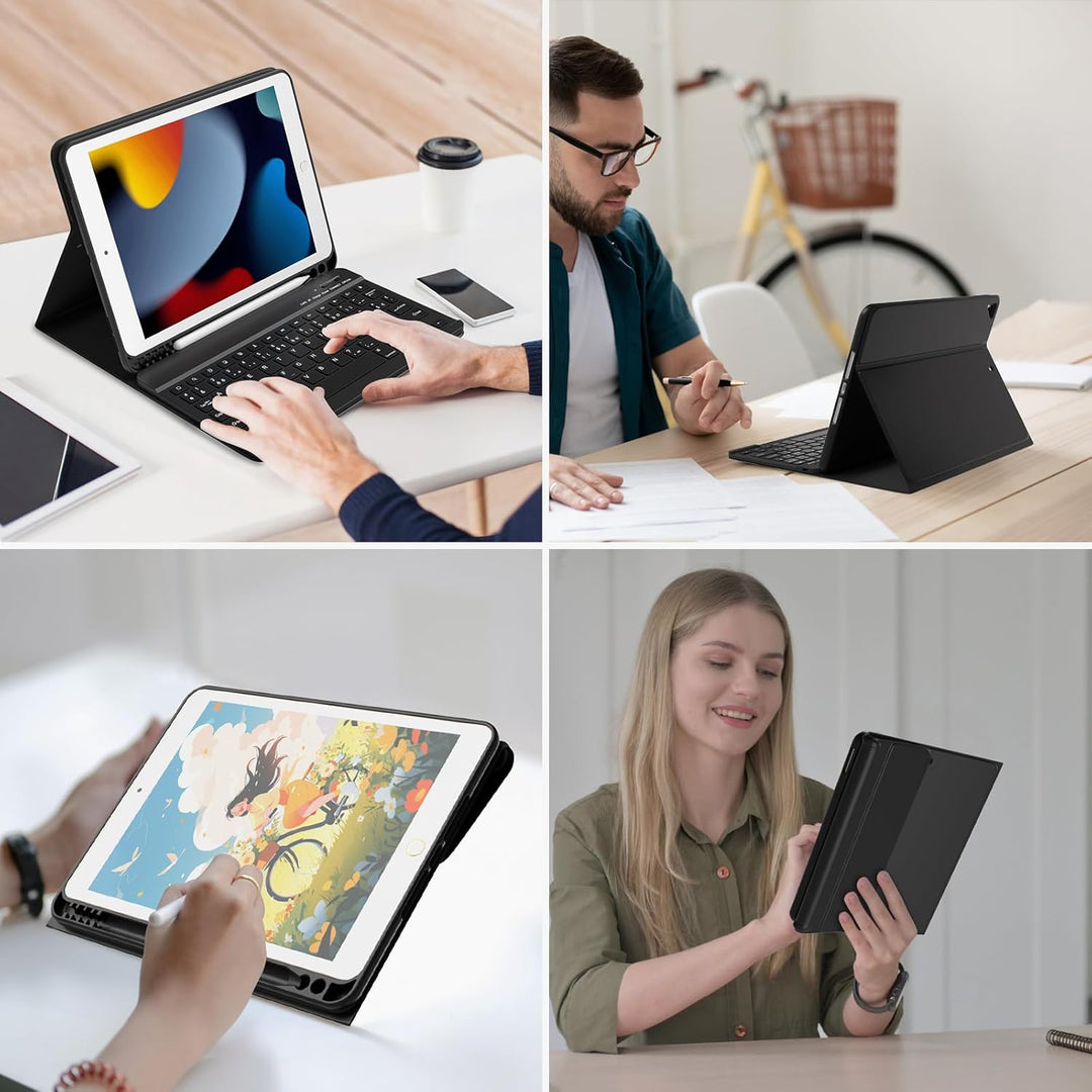 BQSS Tastatur Hülle für iPad 10.2 Zoll (9/8/7 Generation), für iPad Air 3rd und iPad Pro 10.5, Magne