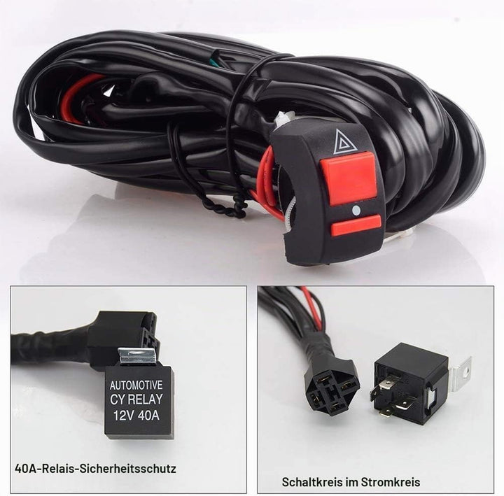 WinPower Relais-Kit für Kabelbaum Schalter mit 2 Lampen Anschlüssen für Motorrad Lichter fahren/Zusä