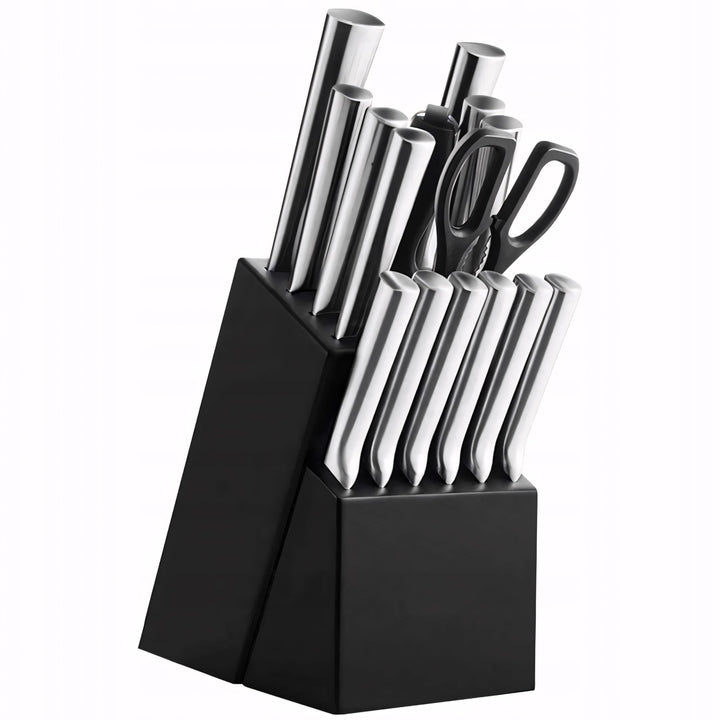 Retoo Messerblock mit Messerset 16tlg Küchenmesser Set, Kochmesser Set Edelstahl, Präzisionsklingen,
