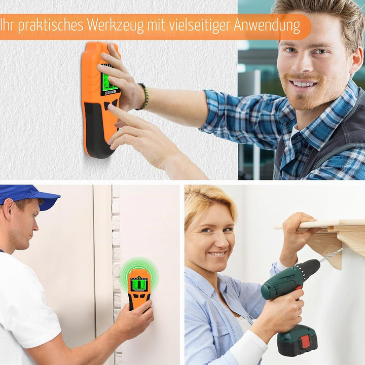 Leitungssuchgerät 6-in-1 Wandscanner – Verbesserter Balkenfinder mit LCD-Display &amp; Signalton, Präzis